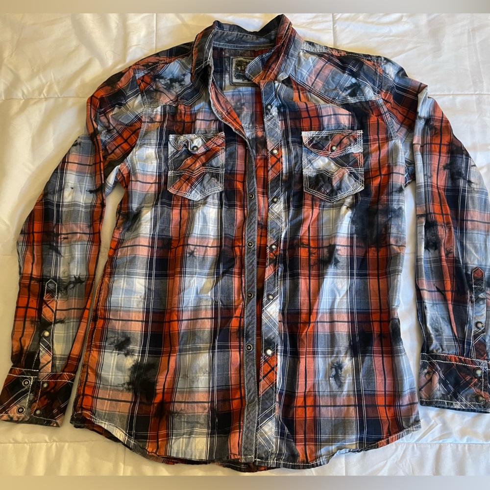 Bke vintage men’s long sleeve red and blue plaid button up. Size M. Never worn